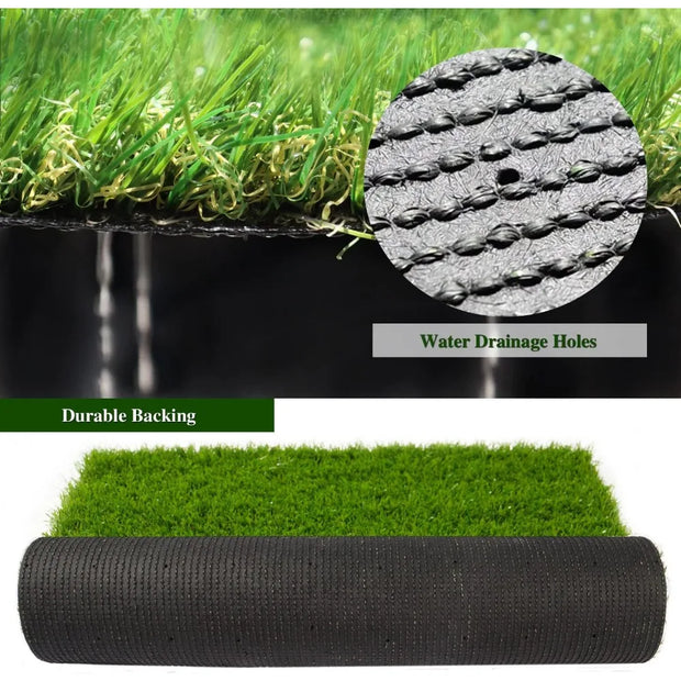 Artificial Grass for Pet Dogs Thick Synthetic Fake Grass Turf with Drain Holes, Indoor Outdoor Lawn Landscape for Gym Patio