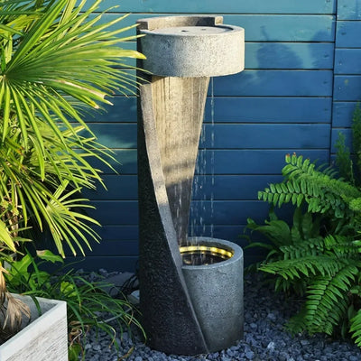 Indoor Floor Standing Outdoor Fountain with Lights 35 inch Rainfall Modern Outdoor Water Fountains Plant Holder Patios