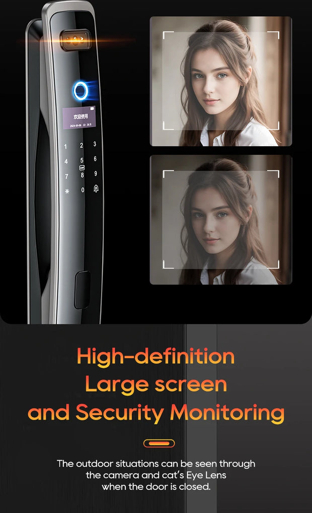 SANKESONG 3D Face Door Lock Security Face & Camera Monitor Intelligent Fingerprint Password Biometric Electronic Key Unlock