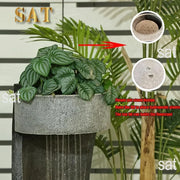 Indoor Floor Standing Outdoor Fountain with Lights 35 inch Rainfall Modern Outdoor Water Fountains Plant Holder Patios