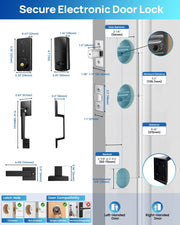SF0802 App Smart Door Lock Electronic Door Lock Fingerprint Remote Unlocking Keyless Password Lock with Handle 60/70mm Bolt