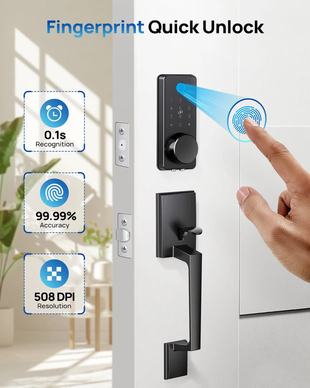 SF0802 App Smart Door Lock Electronic Door Lock Fingerprint Remote Unlocking Keyless Password Lock with Handle 60/70mm Bolt