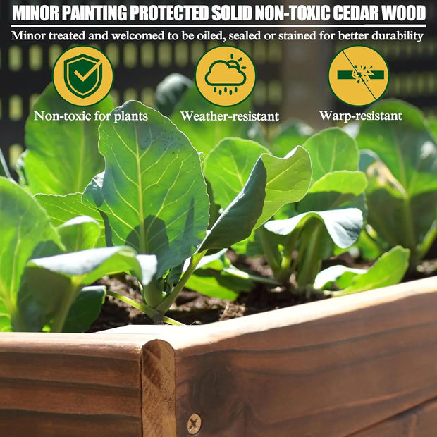 Raised Garden Bed, Outdoor Oversize Planter Box with Liner, Cedar Garden Bed with Legs for Vegetables Flower Herb,
