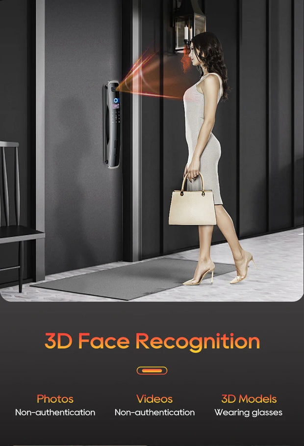 SANKESONG 3D Face Door Lock Security Face & Camera Monitor Intelligent Fingerprint Password Biometric Electronic Key Unlock