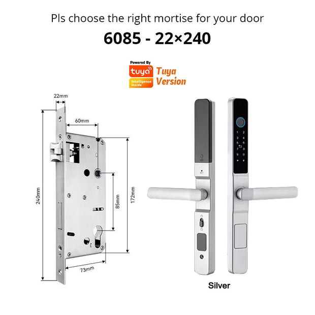 Tuya Wifi Smart Slim Sliding Door Lock Waterproof Fingerprint Password RFID Card Keyless Electronic Aluminum Door Lock For Home