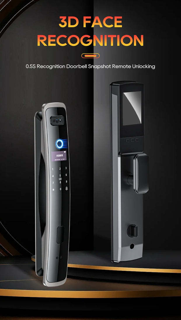 SANKESONG 3D Face Door Lock Security Face & Camera Monitor Intelligent Fingerprint Password Biometric Electronic Key Unlock