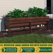 Raised Garden Bed, Outdoor Oversize Planter Box with Liner, Cedar Garden Bed with Legs for Vegetables Flower Herb,