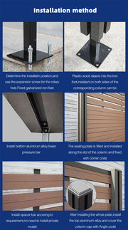 Popular Wood Plastic Composite Garden Fence Panel Aluminum Post Outdoor Decoration Privacy Slat Wall WPC Fence