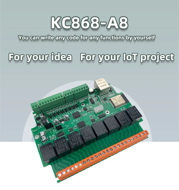 A8 ESP32 Development Relay Board Smart Home Automation Module Controller WiFi Ethernet Tasmota ESPHome Arduino DS18B20/DHT11/21