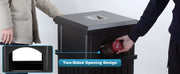Can with Lid, Black Outdoor Garbage Can for Patio, Side Opening Steel Square Commercial