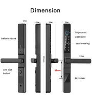 TUYA WIFI Waterproof Smart Door Lock Fingerprint APP Password RFID Card Keyless Digital Electronic Lock Aluminum/Glass Sliding