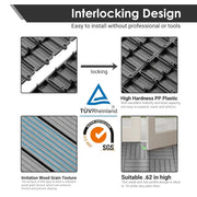 54 PCS Plastic Interlocking Patio Deck Tiles - 12" x 12" Waterproof Indoor Outdoor Flooring, Patio Floor Decking for B