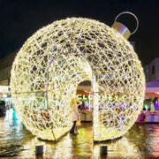 Giant red walk through light ball Commercial street Decoration Outdoor Motif Lights 3D Bauble for Christmas holiday