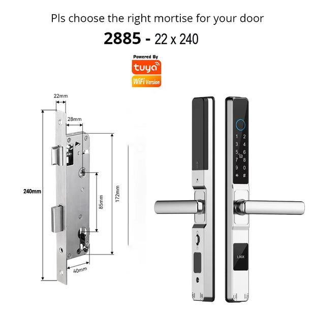 TUYA WIFI Waterproof Smart Door Lock Fingerprint APP Password RFID Card Keyless Digital Electronic Lock Aluminum/Glass Sliding