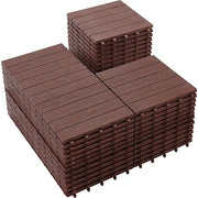 54 PCS Plastic Interlocking Patio Deck Tiles - 12" x 12" Waterproof Indoor Outdoor Flooring, Patio Floor Decking for B