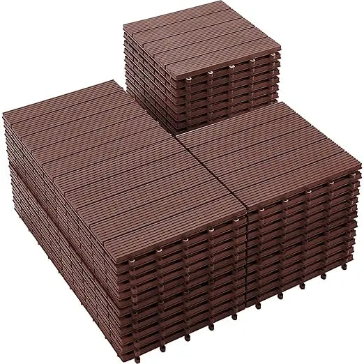 54 PCS Plastic Interlocking Patio Deck Tiles - 12" x 12" Waterproof Indoor Outdoor Flooring, Patio Floor Decking for B