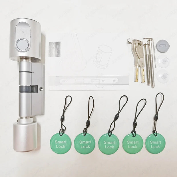 Adjustable Euro Cylinder Smart Lock Tuya BLE Fingerprint IC Card Keys Phone App Home Electronic Door Lock Core Digital Keyless