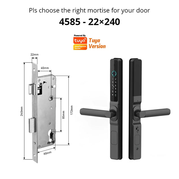 Waterproof Outdoor Fingerprint Tuay Wifi APP Digit Electronic Door Lock Password Keyless Aluminum Glass Sliding Smart Door Lock