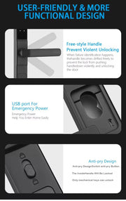 TUYA WIFI Waterproof Smart Door Lock Fingerprint APP Password RFID Card Keyless Digital Electronic Lock Aluminum/Glass Sliding