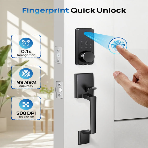 SF0802 App Smart Door Lock Electronic Door Lock Fingerprint Remote Unlocking Keyless Password Lock with Handle 60/70mm Bolt