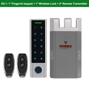 RAYKUBE Electronic Fingerprint Smart Door Lock Kit Anti-theft Invisible Digital Lock With Remote Controller Waterproof Keypad