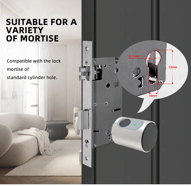 Adjustable Euro Cylinder Smart Lock Tuya BLE Fingerprint IC Card Keys Phone App Home Electronic Door Lock Core Digital Keyless