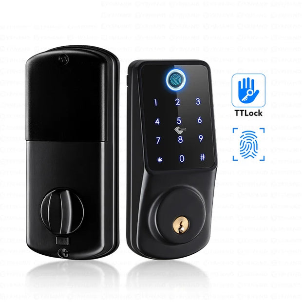 Tuya WiFi Smart Deadbolt Fingerprint Digital Keypad Keyless Entry Electronic Lock Ttlock App Control For Home Apartment Airbnb