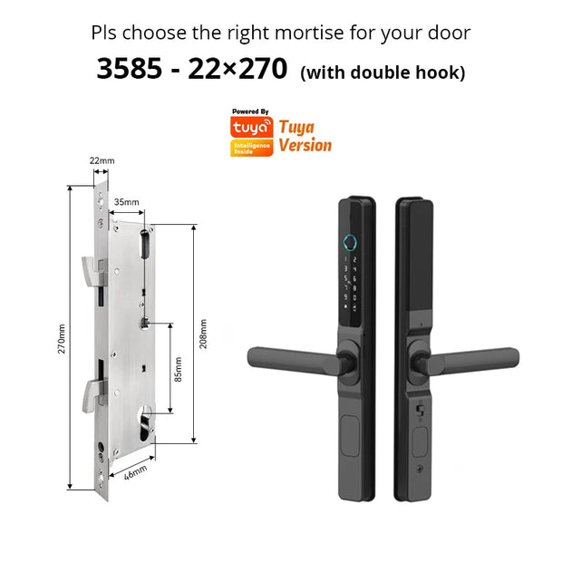 Waterproof Outdoor Fingerprint Tuay Wifi APP Digit Electronic Door Lock Password Keyless Aluminum Glass Sliding Smart Door Lock