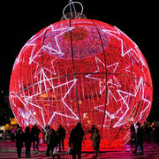 Giant red walk through light ball Commercial street Decoration Outdoor Motif Lights 3D Bauble for Christmas holiday