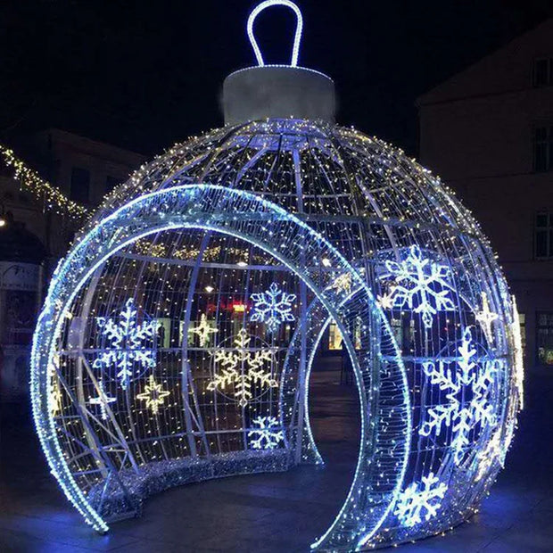 Giant red walk through light ball Commercial street Decoration Outdoor Motif Lights 3D Bauble for Christmas holiday