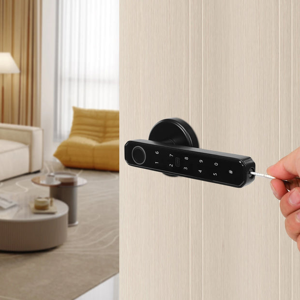 Fingerprint Door Lock Digital Electronic Lock Smart Door Handle Lock with Fingerprint, Password, IC Card, Bluetooth, Key