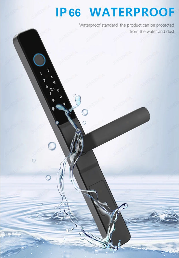 Tuya Wifi Smart Slim Sliding Door Lock Waterproof Fingerprint Password RFID Card Keyless Electronic Aluminum Door Lock For Home