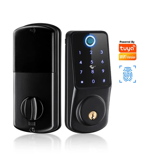 Tuya WiFi Smart Deadbolt Fingerprint Digital Keypad Keyless Entry Electronic Lock Ttlock App Control For Home Apartment Airbnb