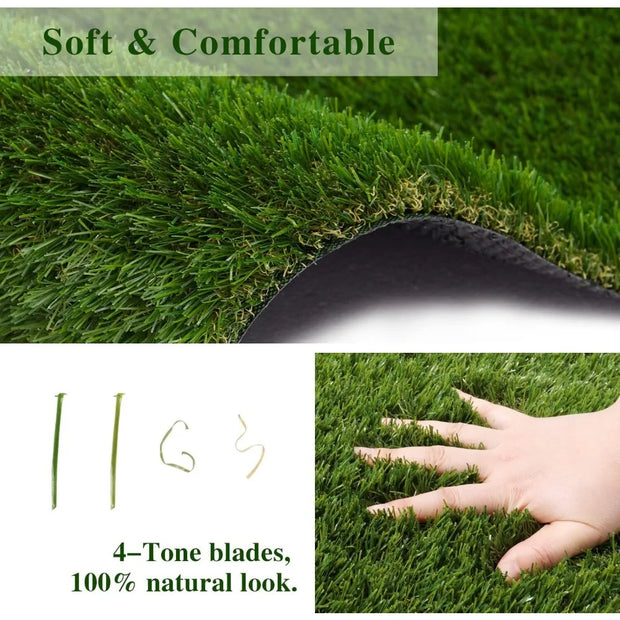 Artificial Grass for Pet Dogs Thick Synthetic Fake Grass Turf with Drain Holes, Indoor Outdoor Lawn Landscape for Gym Patio