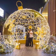 Giant red walk through light ball Commercial street Decoration Outdoor Motif Lights 3D Bauble for Christmas holiday