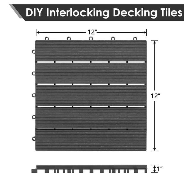 54 PCS Plastic Interlocking Patio Deck Tiles - 12" x 12" Waterproof Indoor Outdoor Flooring, Patio Floor Decking for B