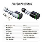 Zemismart BLE DIY Cylinder Smart Electronic Door Lock Work with Tuya APP Fingerprint Keys IC Card Unlock Home Hotels Security