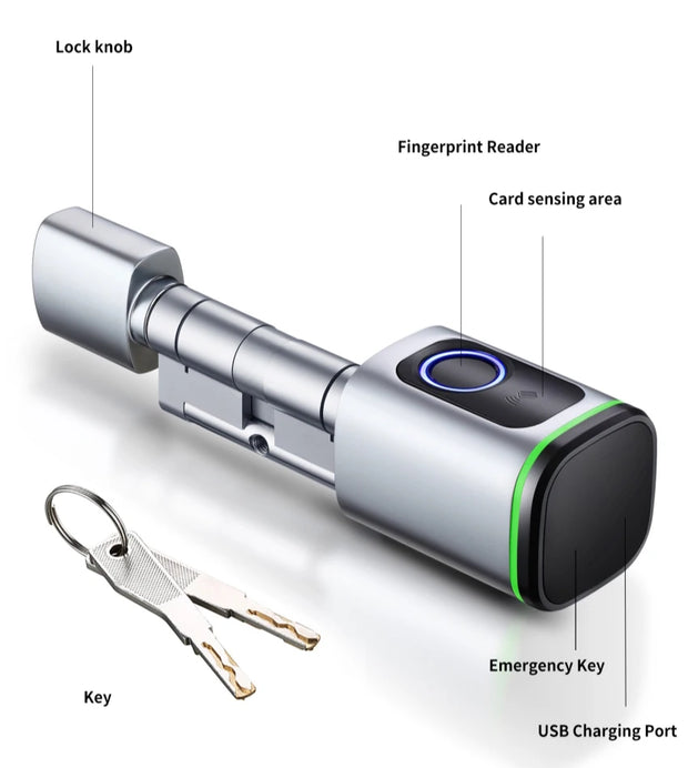 Zemismart BLE DIY Cylinder Smart Electronic Door Lock Work with Tuya APP Fingerprint Keys IC Card Unlock Home Hotels Security