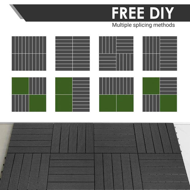 54 PCS Plastic Interlocking Patio Deck Tiles - 12" x 12" Waterproof Indoor Outdoor Flooring, Patio Floor Decking for B