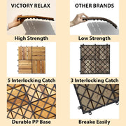 Acacia Wood Flooring Interlocking Deck Tiles for Patio Decor, Waterproof Indoor & Outdoor Decor - Balcony Garden Decking Tile