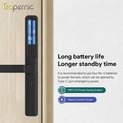 ttlock app slim smart lock electronic fingerprint door handle keyless outdoor waterproof aluminum sliding door lock for home
