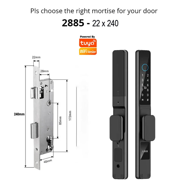 TUYA WIFI Waterproof Smart Door Lock Fingerprint APP Password RFID Card Keyless Digital Electronic Lock Aluminum/Glass Sliding