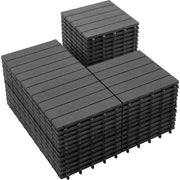54 PCS Plastic Interlocking Patio Deck Tiles - 12" x 12" Waterproof Indoor Outdoor Flooring, Patio Floor Decking for B