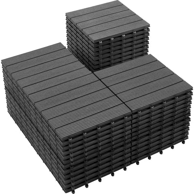 54 PCS Plastic Interlocking Patio Deck Tiles - 12" x 12" Waterproof Indoor Outdoor Flooring, Patio Floor Decking for B