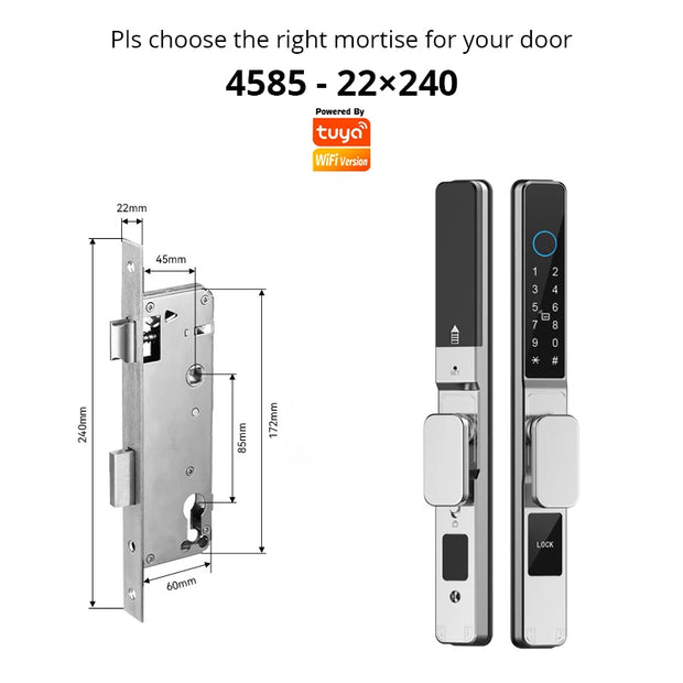 TUYA WIFI Waterproof Smart Door Lock Fingerprint APP Password RFID Card Keyless Digital Electronic Lock Aluminum/Glass Sliding