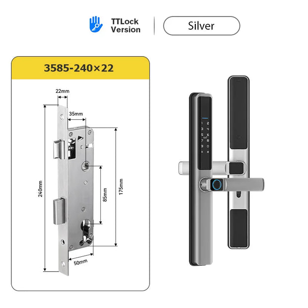 ttlock app slim smart lock electronic fingerprint door handle keyless outdoor waterproof aluminum sliding door lock for home