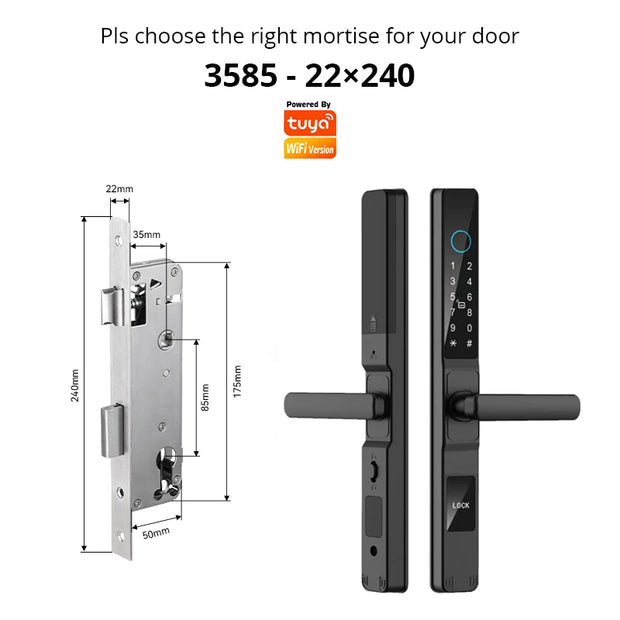 TUYA WIFI Waterproof Smart Door Lock Fingerprint APP Password RFID Card Keyless Digital Electronic Lock Aluminum/Glass Sliding