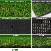 Artificial Turf Grass with Drainage, 0.8 Inch Realistic Fake Grass Rug Indoor Outdoor Lawn Landscape for Garden. Outdoor Decor